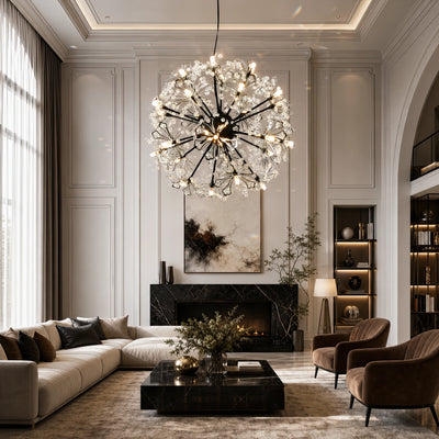 PETERHOF Lampadario di cristallo Elegance, Ø50cm, 18x G4, Diametro 49cm, Nero