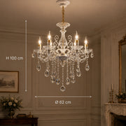 SANSSOUCI Lampadario 6xE14 Cristallo e Metallo – Design Classico, Argento Bianco - 01_CC220-6WH.png