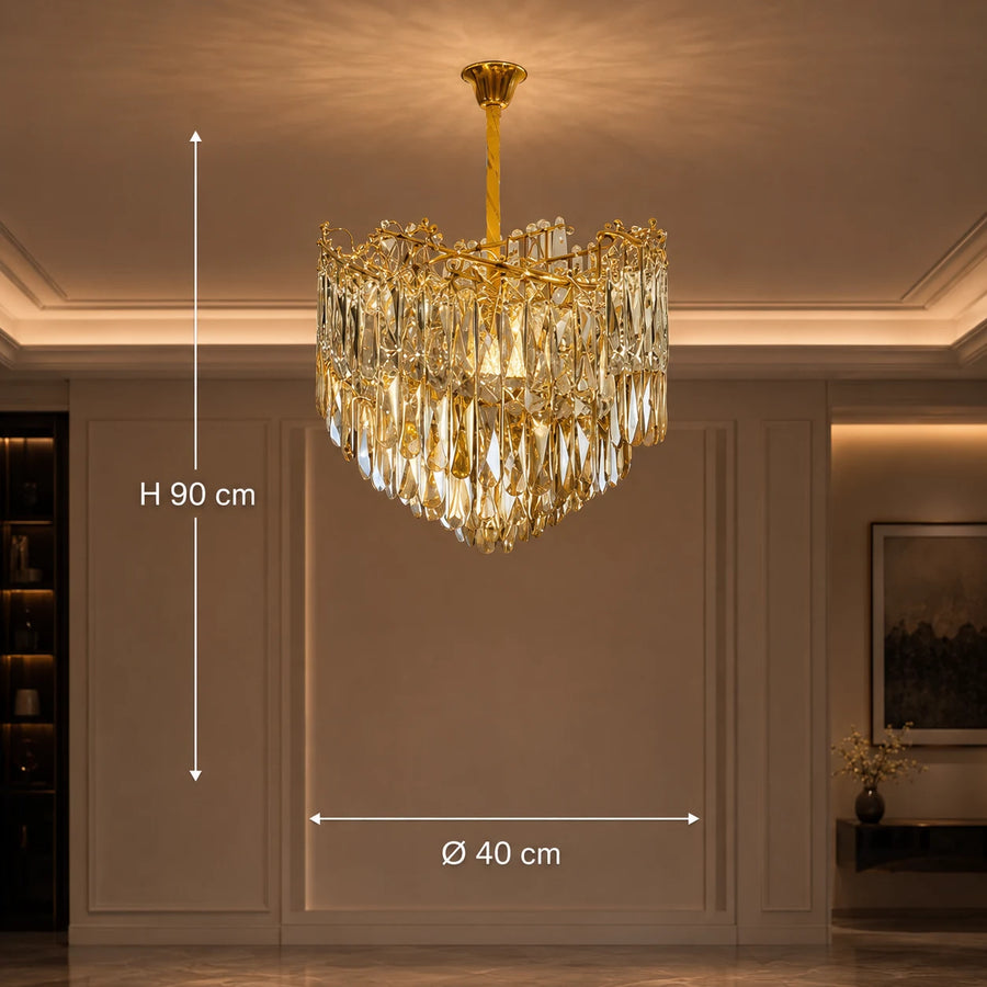Lampadario in Cristallo TOPKAPI Nobile 6xE14, Diametro 40cm, Oro Lucido, Altezza Regolabile - 01_CC810-400GD.png