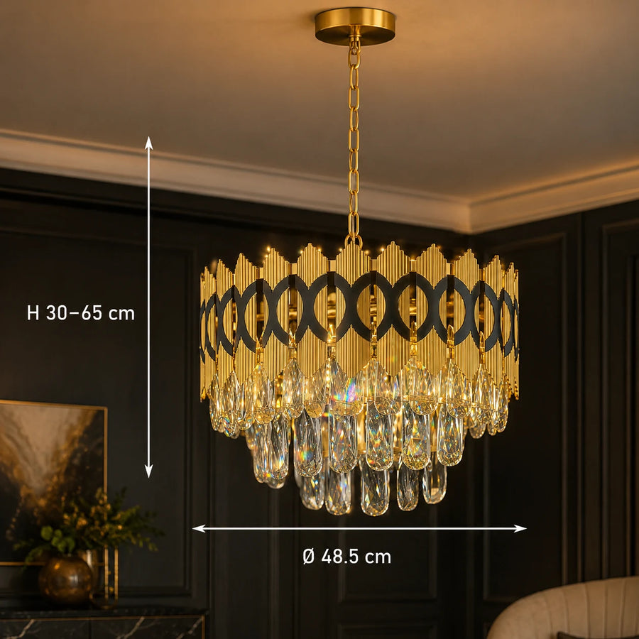 PIERREFONDS Elegance Lampadario di cristallo 8x E14, diametro 48,5 cm, oro lucido, altezza regolabile - 01_CC8942-500.png