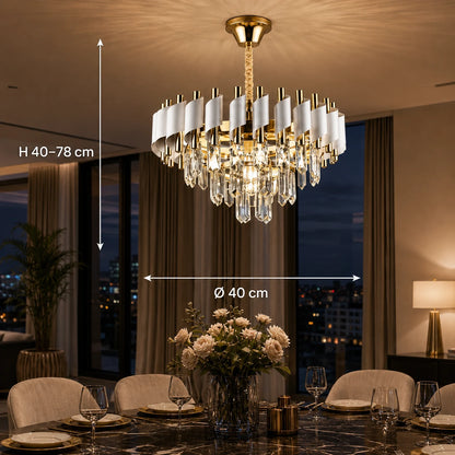 Lampadario in Cristallo VERSAILLES Nobile 5xE14, Diametro 40cm, Oro Lucido e Bianco - 01_CC900-400WH.png