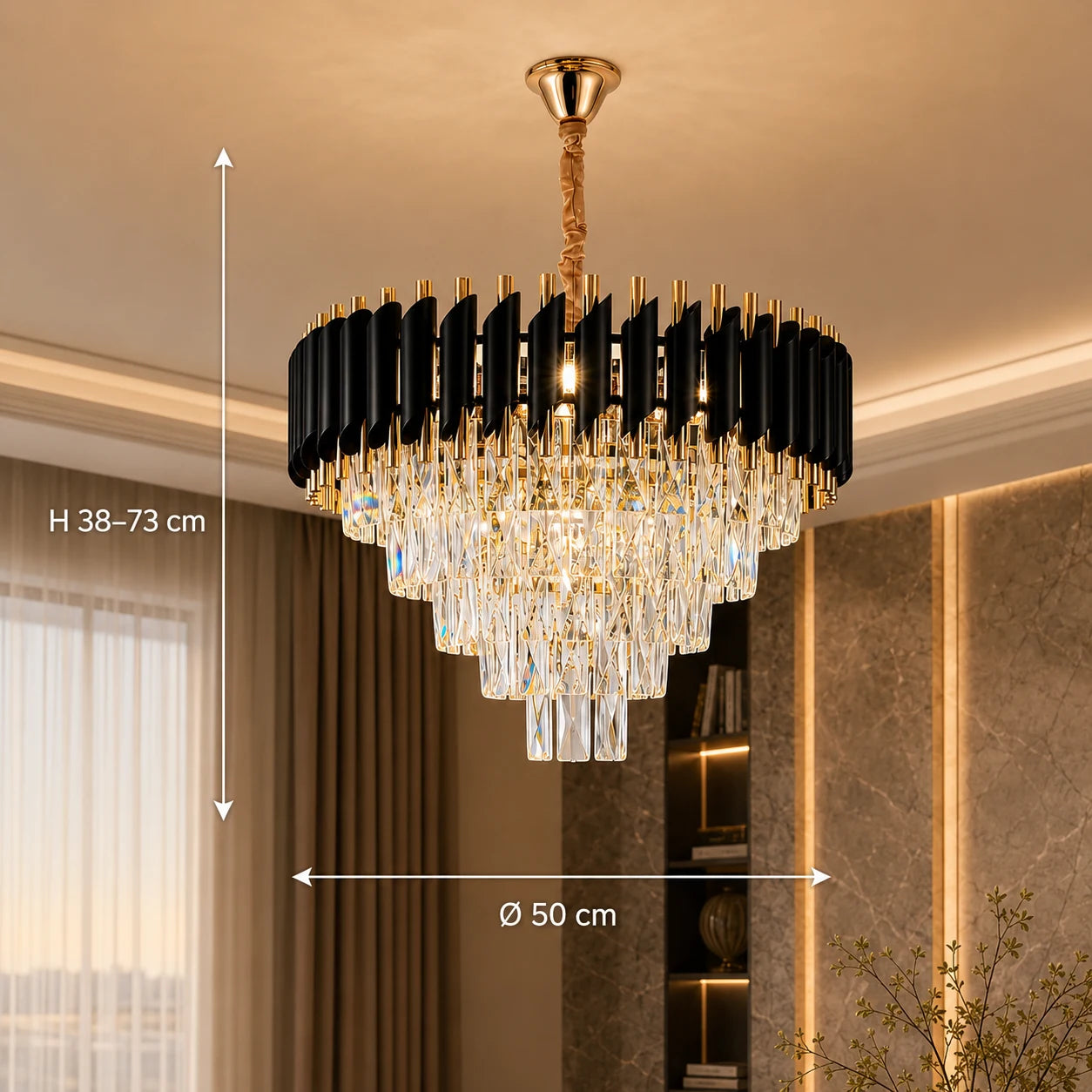 Lampadario di cristallo VERSAILLES Eleganza 8x E14, diametro 50 cm, oro, altezza regolabile - 01_CC900-500GD.png