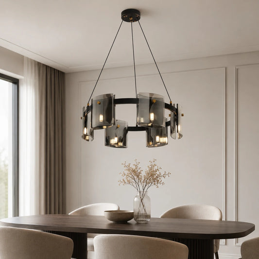 Lampadario moderno, Valmontreux Largo, 6xG9, diametro 60 cm, nero, altezza regolabile - 01_CM360-600BK.png