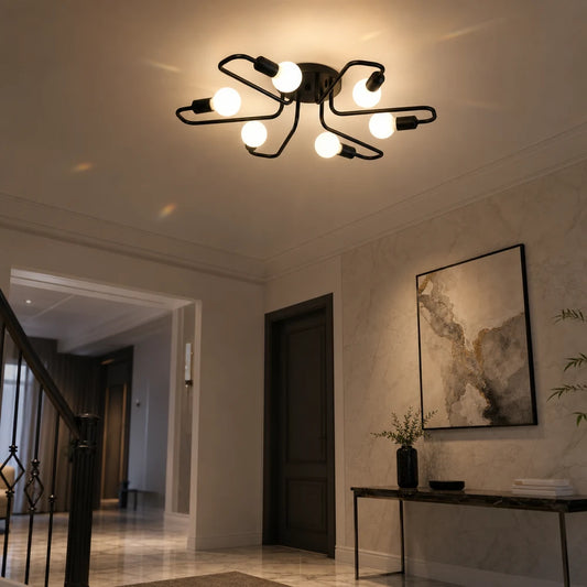Lampadario MODERNIST Hexa 6, 6x E27, Nero, Design Moderno - 01_LC370-6BK.png