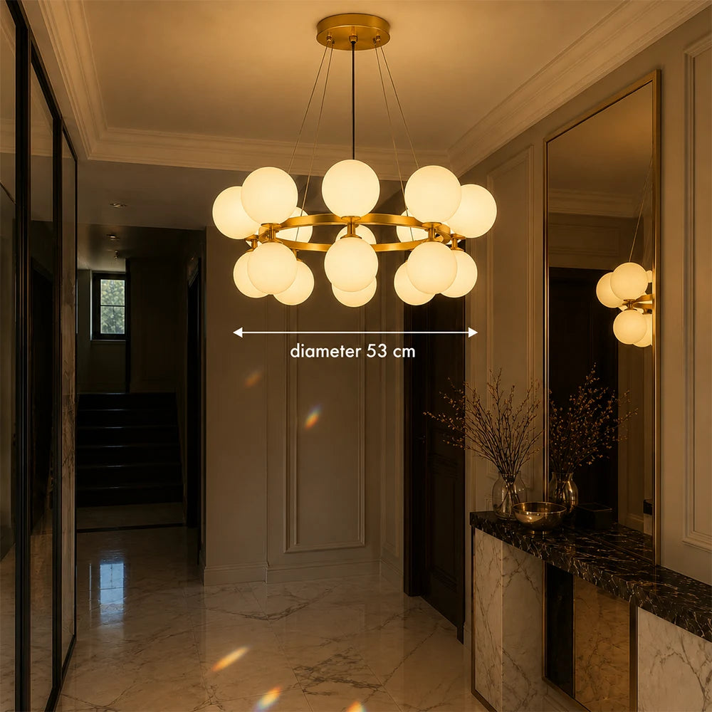 Lampadario da camera LOFT, 15x G9, oro bianco, metallo, altezza regolabile, moderno - 01_LC802-15GD.png