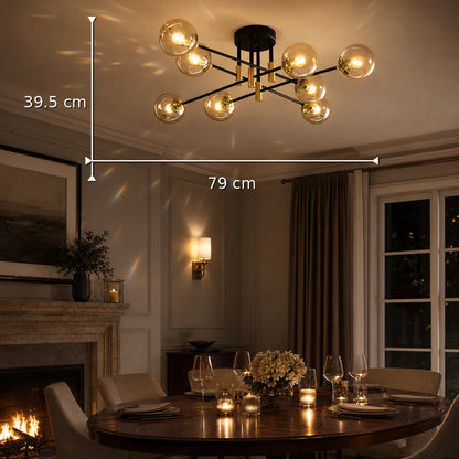 Lampadario Morena, 8xE27, Oro Nero, Metallo - 01_LC807-8.png