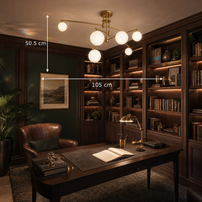Lampadario con paralume rotondo, cupola PENTHOUSE, 6x G9, oro, metallo