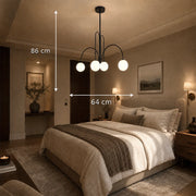Lampadario con Paralume, Torino, 4xE27, Nero, Metallo - 01_LC850-4BK.png
