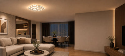 Lampadario LED KOMPACTO 56W, 3 Quadrati, luce Fredda/Calda/Neutra, Bianco
