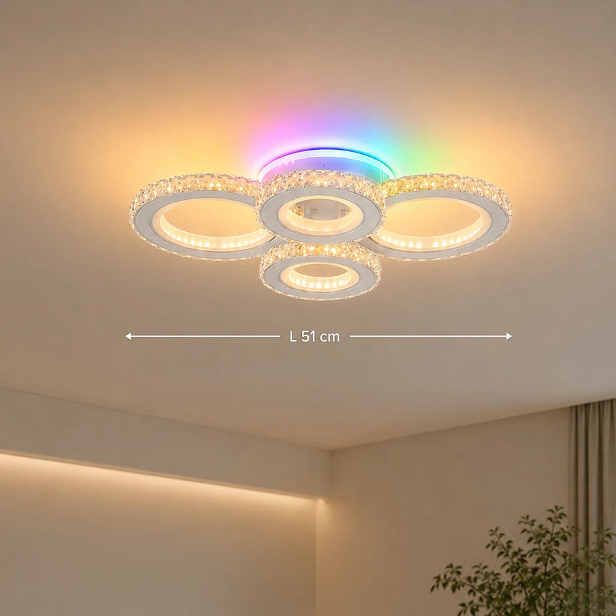 Lustra LED cu telecomanda si cristal NOVA ROTONDA RGB 82W, 4 Cercuri, lumina Rece/Calda/Neutra, Dimabila, Alb - 01_LT073-4WH.png