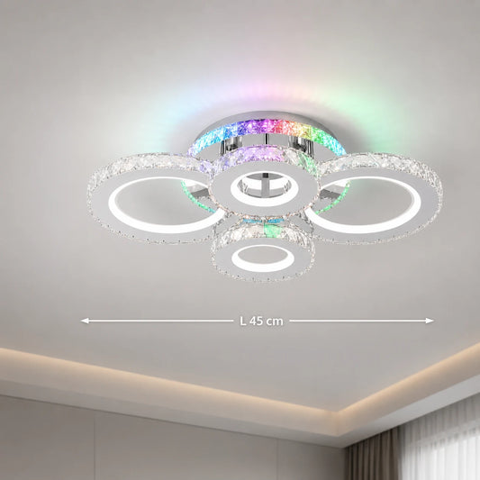 Lustra LED cu telecomanda si cristal NOVA ROTONDA RGB 82W, 4 Cercuri, lumina Rece/Calda/Neutra, Dimabila, Crom - 01_LT075-4.png