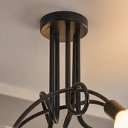 Lampadario modernista Penta 5, 5x E27, Nero, Design moderno - 02_LC366-5BK.png