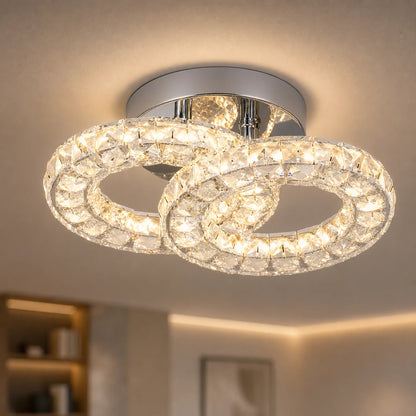 Lampadario a LED e cristallo ZABINA 25W, 2 Cerchi, Luce Fredda/Calda/Neutra, Cromo Lucido - 02_LT062CR.png