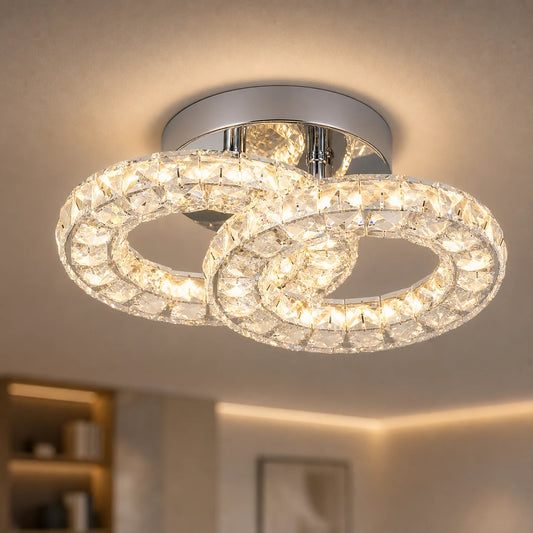 Lampadario a LED e cristallo ZABINA 25W, 2 Cerchi, Luce Fredda/Calda/Neutra, Cromo Lucido - 02_LT062CR.png