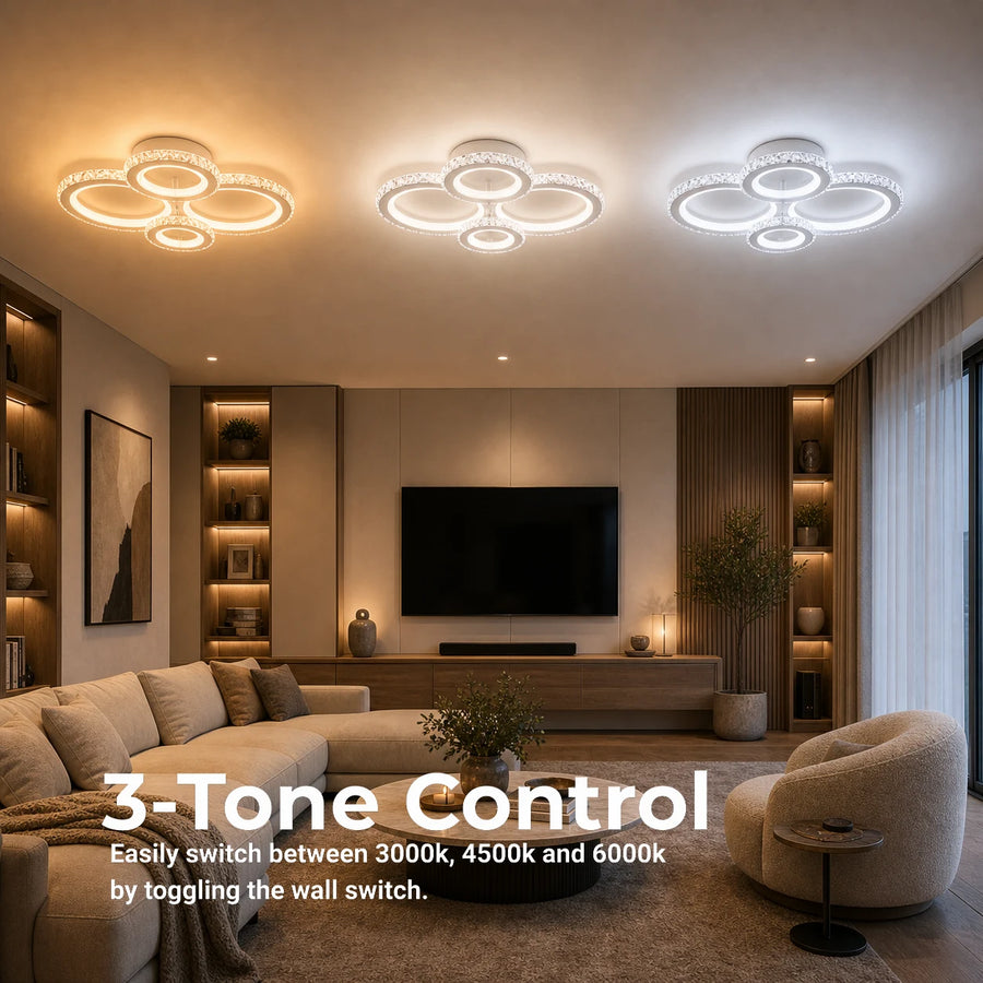 Lustra LED cu telecomanda si cristal NOVA ROTONDA RGB 82W, 4 Cercuri, lumina Rece/Calda/Neutra, Dimabila, Alb - 02_LT073-4WH.png