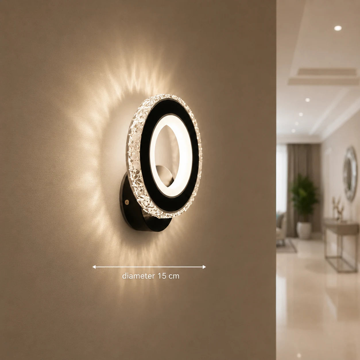 Lampada da parete a LED NOVA Rotonda, 16W, Nero e acciaio inossidabile, Luce calda/fredda/neutra - 03_AL073-1BK.png