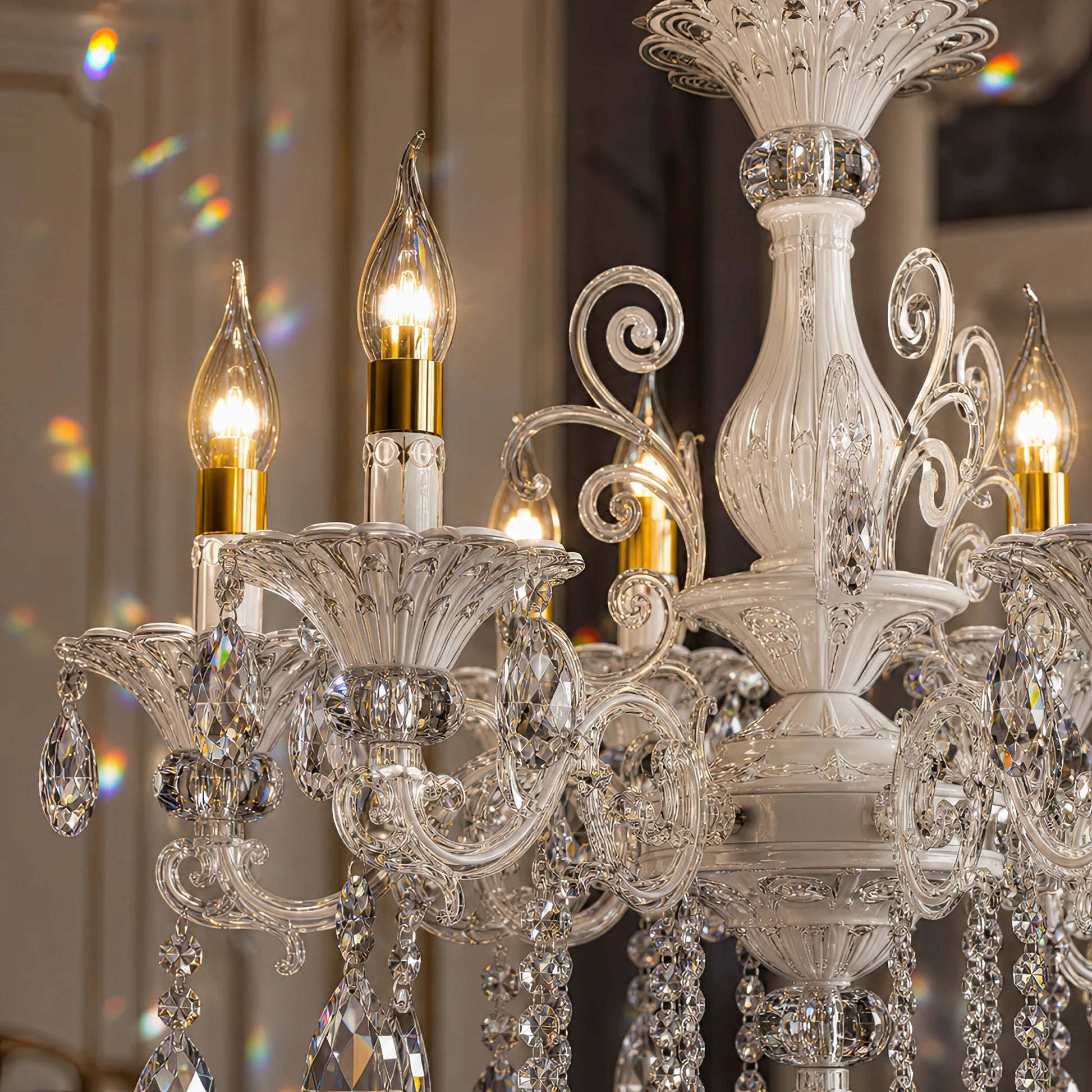 SANSSOUCI Lampadario 6xE14 Cristallo e Metallo – Design Classico, Argento Bianco - 04_CC220-6WH.png