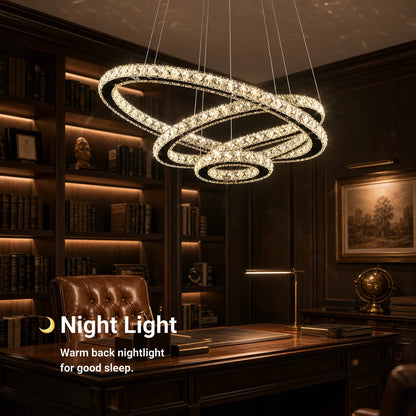 Lampadario LED a sospensione con telecomando e cristallo PRISM LUMINIS 79W, 3 Cerchi, Luce Fredda/Calda/Neutra, Dimmerabile, Cromo, Altezza Regolabile - 04_LT029.png