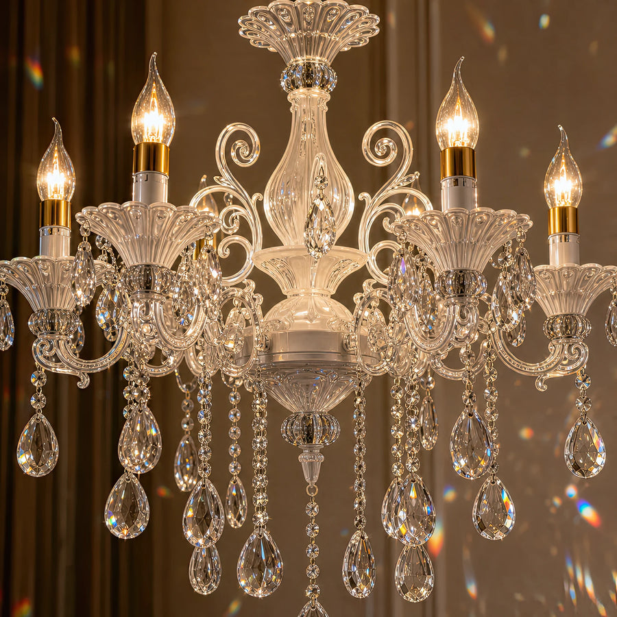 SANSSOUCI Lampadario 6xE14 Cristallo e Metallo – Design Classico, Argento Bianco - 05_CC220-6WH.png