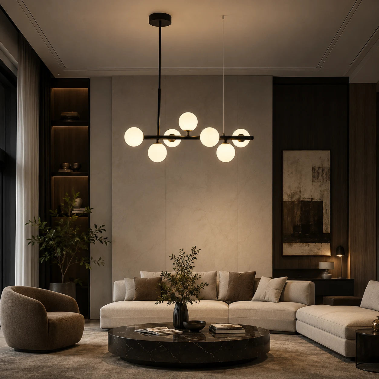 Lampadario moderno LOFT Pavilion, 7x G9, nero, metallo, altezza regolabile - 05_LC800-7BK.png