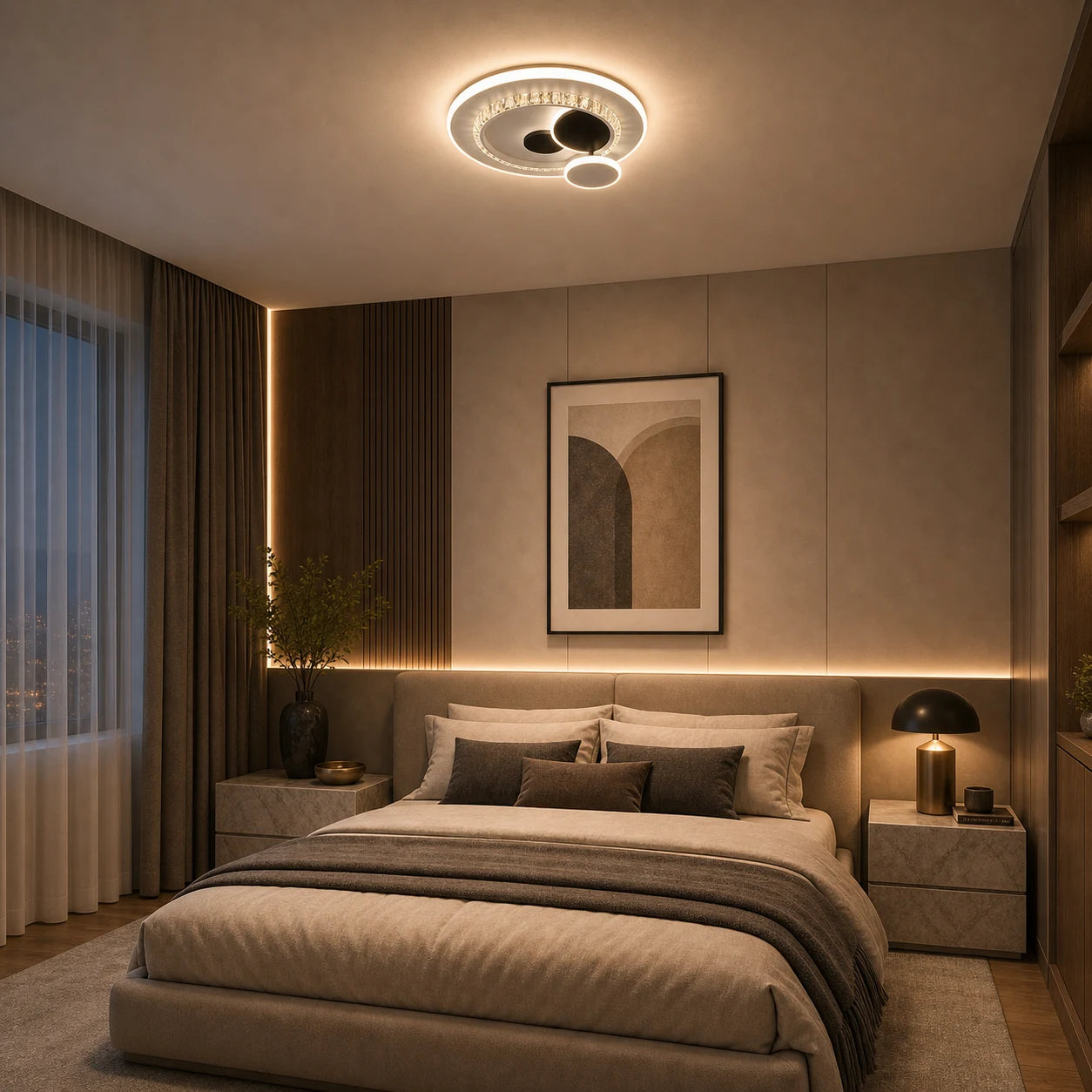 Lampadario LED con cristallo HELIOX, 37W, 4 Cerchi, Luce Fredda/Calda/Neutra, Nero - 05_LL653-300BK.png