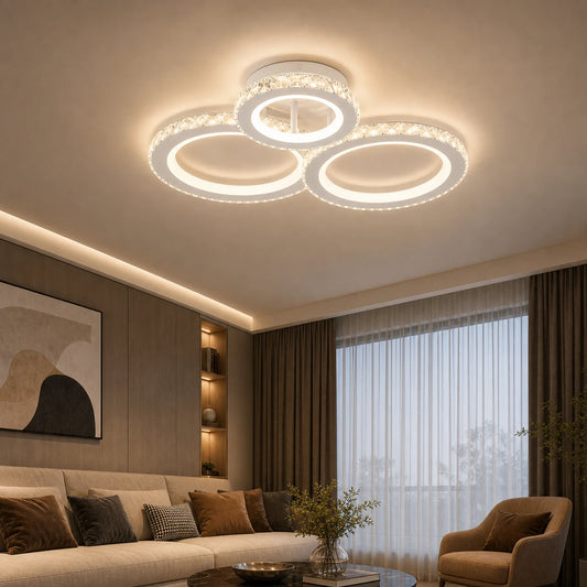 Lampadario LED con telecomando e cristallo NOVA ROTONDA RGB 75W, 3 Cerchi, Luce Fredda/Calda/Neutra, Dimmerabile, Bianco - 05_LT073-3WH.png