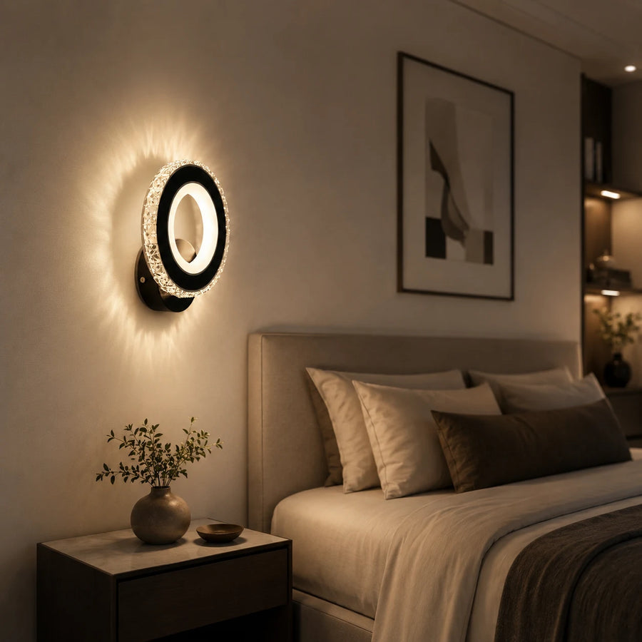 Lampada da parete a LED NOVA Rotonda, 16W, Nero e acciaio inossidabile, Luce calda/fredda/neutra - 06_AL073-1BK.png