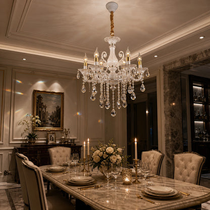 SANSSOUCI Lampadario 6xE14 Cristallo e Metallo – Design Classico, Argento Bianco - 06_CC220-6WH.png