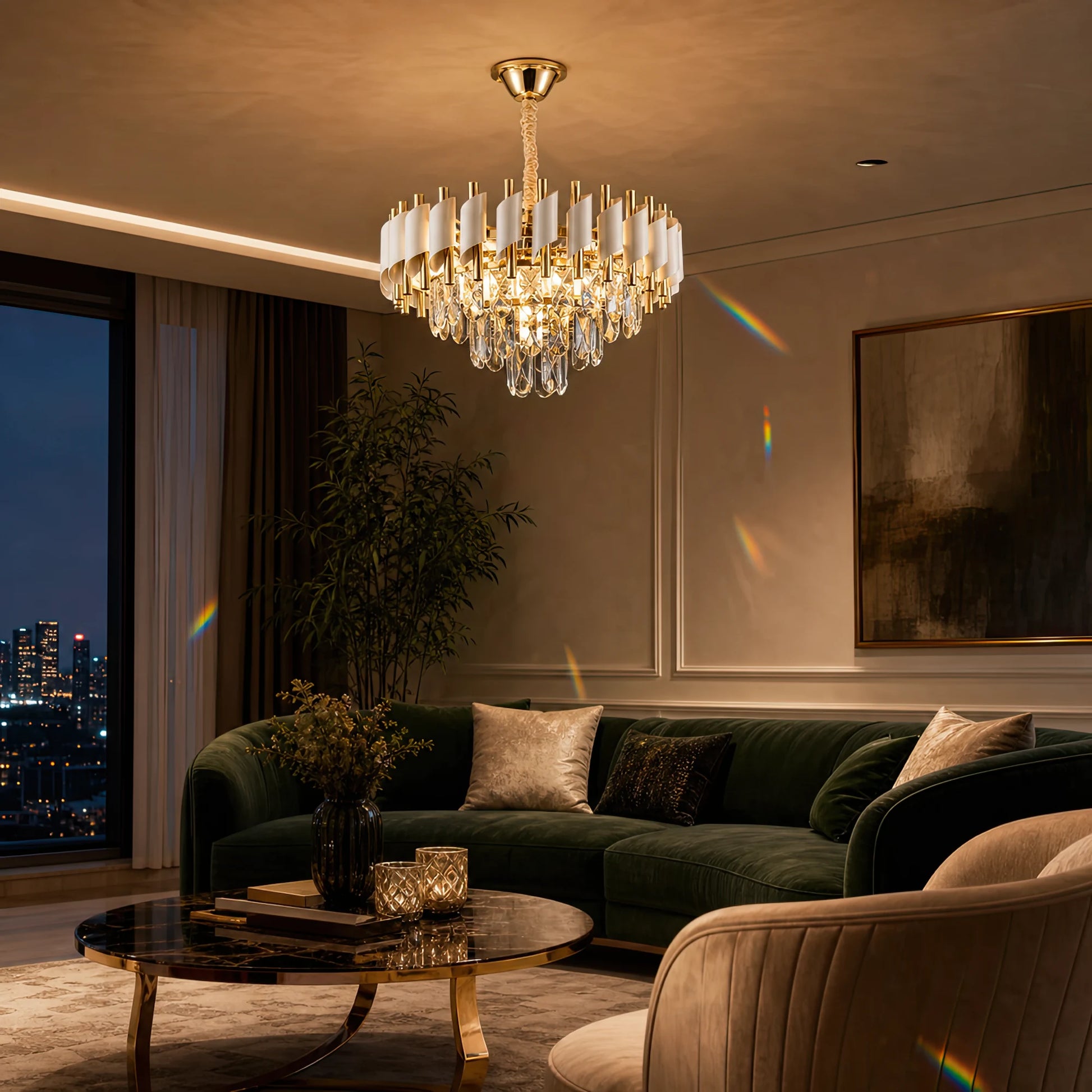 Lampadario in Cristallo VERSAILLES Nobile 5xE14, Diametro 40cm, Oro Lucido e Bianco - 06_CC900-400WH.png