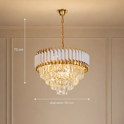 Lampadario di cristallo VERSAILLES Elegance 8x E14, diametro 50 cm, oro lucido e bianco, altezza regolabile - 06_CC900-500WH.png