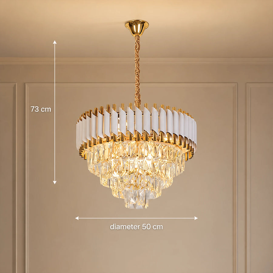 Lampadario di cristallo VERSAILLES Elegance 8x E14, diametro 50 cm, oro lucido e bianco, altezza regolabile - 06_CC900-500WH.png