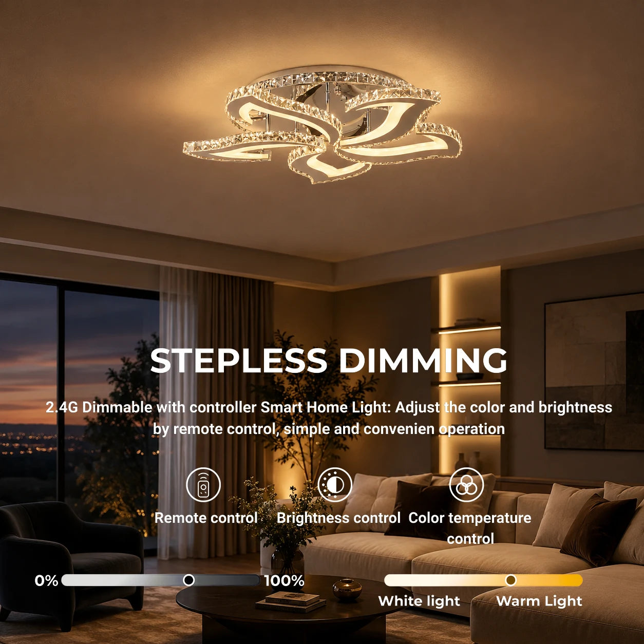 Lampadario LED con telecomando e cristallo Alejandro RGB 88W, 5 Fiori, Luce Fredda/Calda/Neutra, Dimmerabile, Cromo Lucido - 06_LT071-5.png