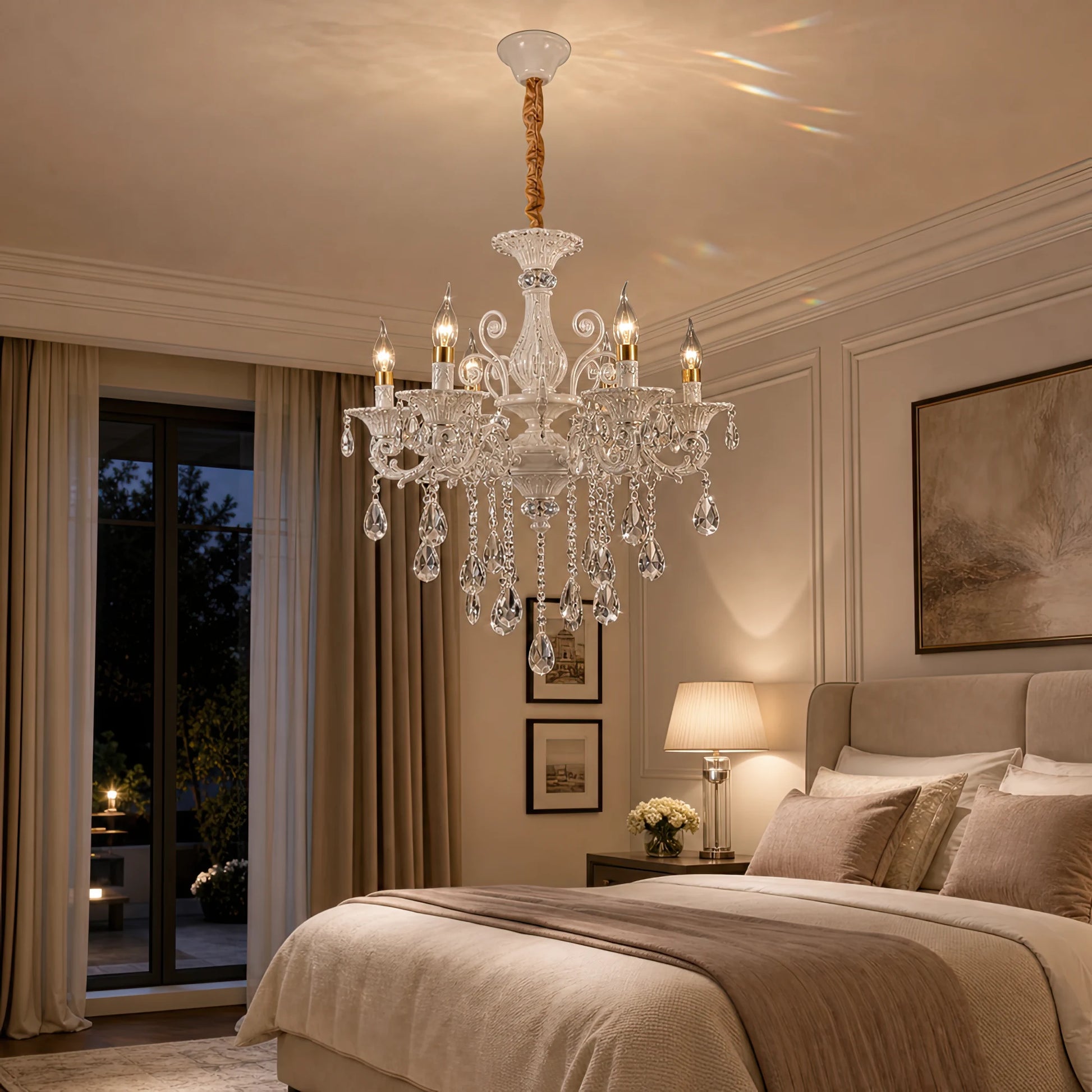 SANSSOUCI Lampadario 6xE14 Cristallo e Metallo – Design Classico, Argento Bianco - 07_CC220-6WH.png