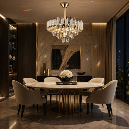 Lampadario in Cristallo VERSAILLES Nobile 5xE14, Diametro 40cm, Oro Lucido e Bianco - 07_CC900-400WH.png