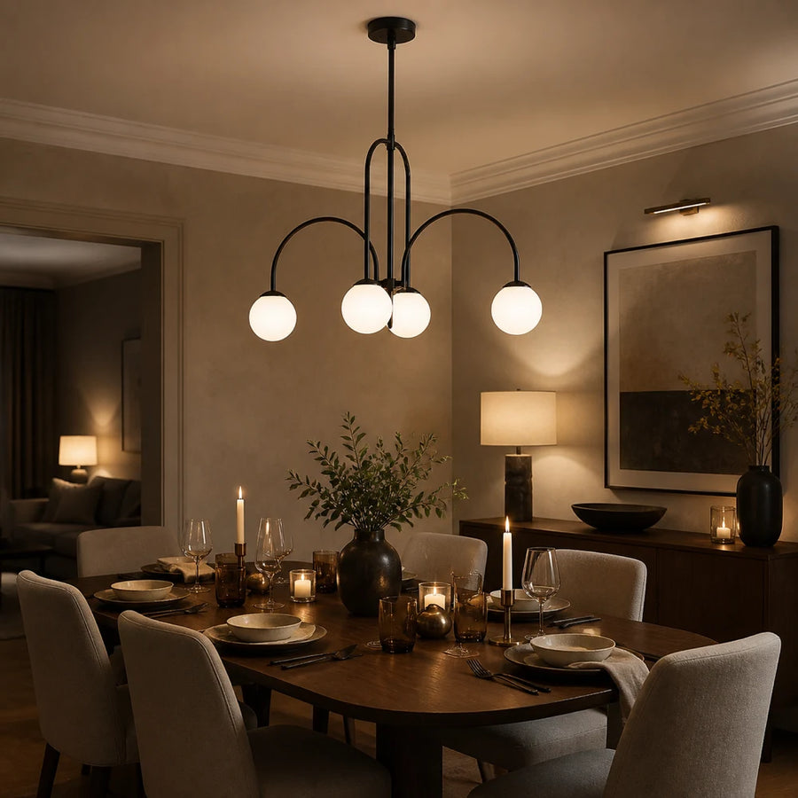 Lampadario con Paralume, Torino, 4xE27, Nero, Metallo - 07_LC850-4BK.png