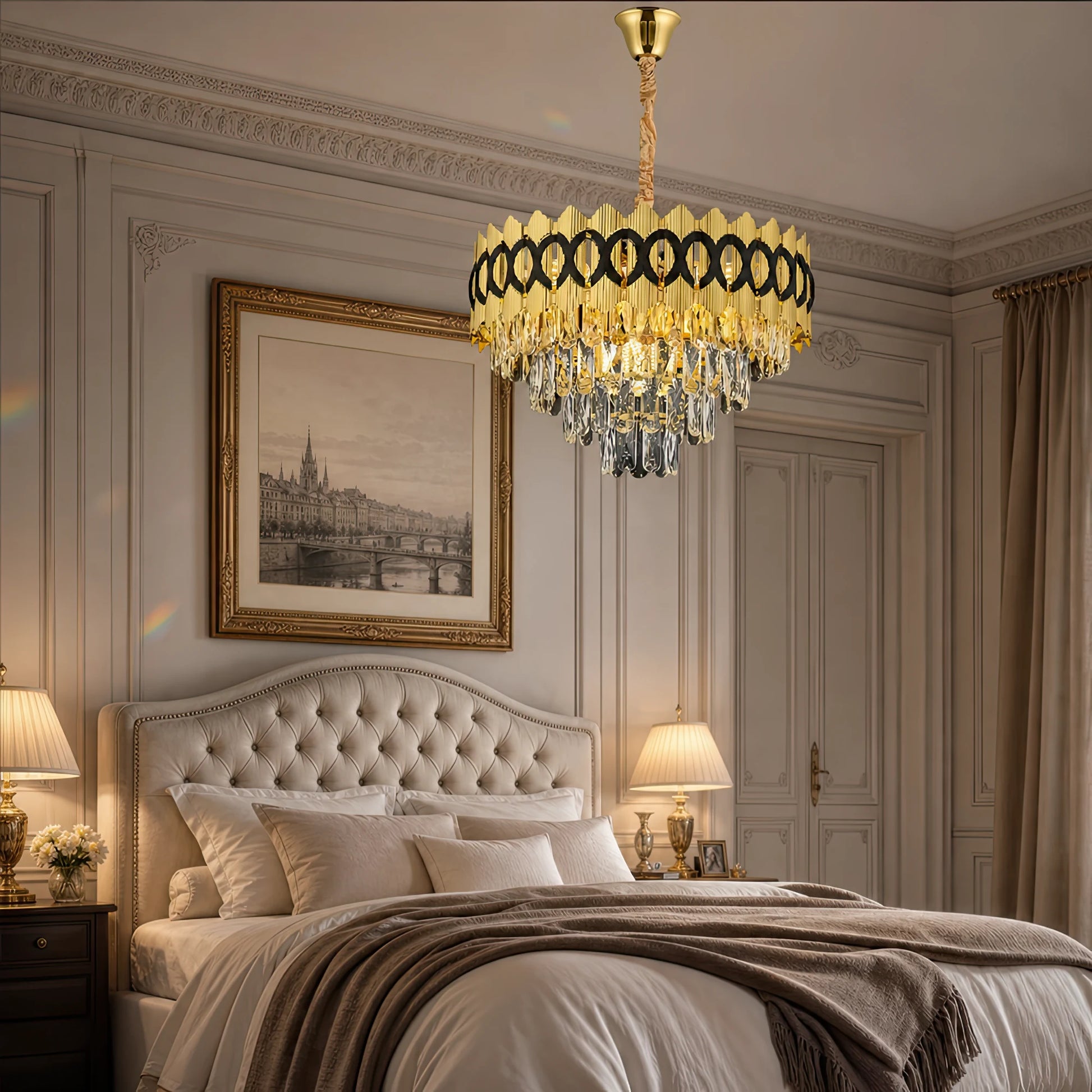 PIERREFONDS Elegance Lampadario di cristallo 8x E14, diametro 48,5 cm, oro lucido, altezza regolabile - 08_CC8942-500.png