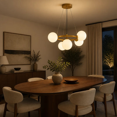Lampadario da camera LOFT, 5x G9, oro bianco, metallo, altezza regolabile, moderno