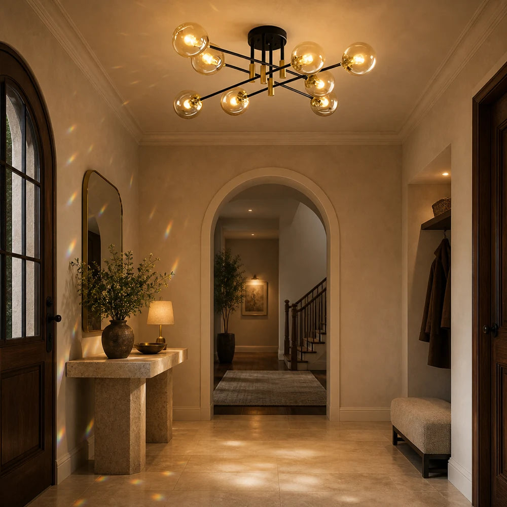 Lampadario Morena, 8xE27, Oro Nero, Metallo - 08_LC807-8.png