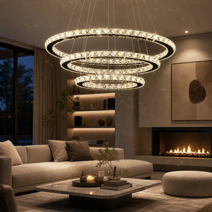Lampadario LED a sospensione con telecomando e cristallo PRISM LUMINIS 79W, 3 Cerchi, Luce Fredda/Calda/Neutra, Dimmerabile, Cromo, Altezza Regolabile - 08_LT029.png