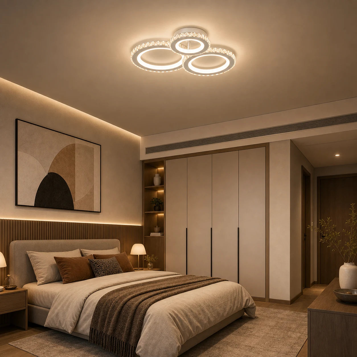 Lampadario LED con telecomando e cristallo NOVA ROTONDA RGB 75W, 3 Cerchi, Luce Fredda/Calda/Neutra, Dimmerabile, Bianco - 08_LT073-3WH.png