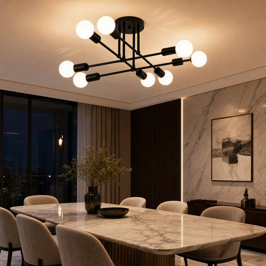 Lampadario Octa classico modernista, 8x E27, nero, design moderno, metallo, senza paralume - 05_LC360-8BK.png