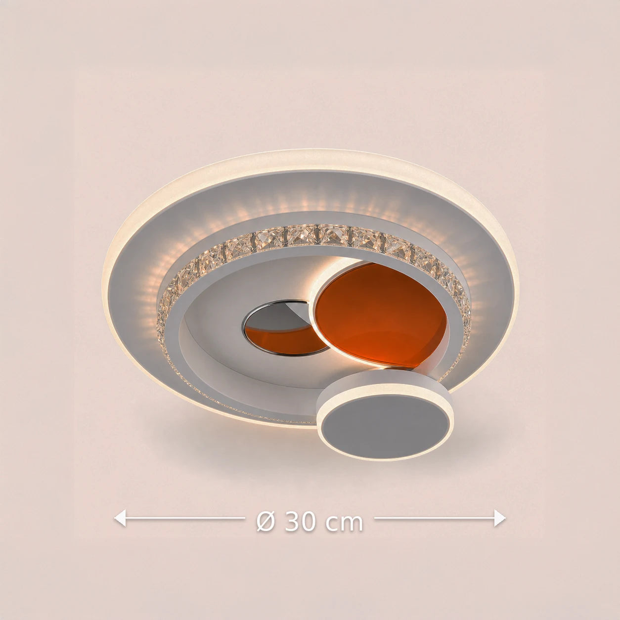 Lampadario LED con cristallo HELIOX, 40W, 4 Cerchi, Luce Fredda/Calda/Neutra, Bianco - 09_LL653-300OR.png