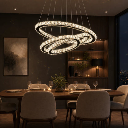 Lampadario LED a sospensione con telecomando e cristallo PRISM LUMINIS 79W, 3 Cerchi, Luce Fredda/Calda/Neutra, Dimmerabile, Cromo, Altezza Regolabile - 09_LT029.png