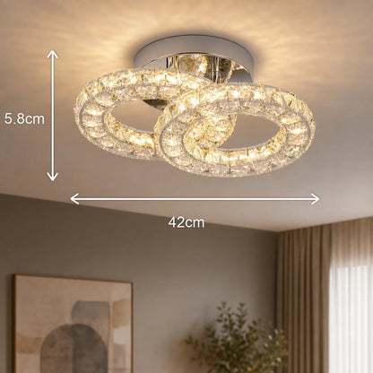 Lampadario a LED e cristallo ZABINA 25W, 2 Cerchi, Luce Fredda/Calda/Neutra, Cromo Lucido - 09_LT062CR.png
