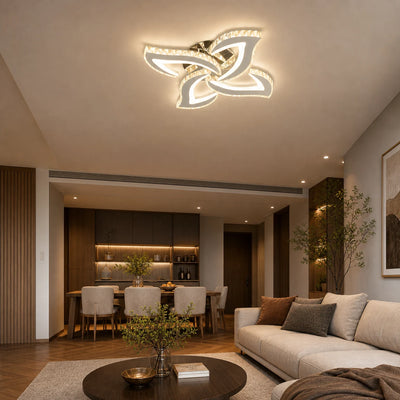 Lustra LED Alejandro cu Telecomanda, 71W, 4 Flori, Lumina Dimabila Rece/Calda/Neutra, Crom