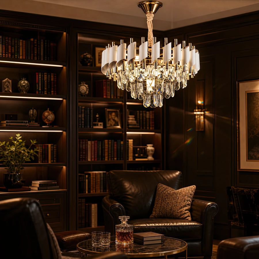 Lampadario in Cristallo VERSAILLES Nobile 5xE14, Diametro 40cm, Oro Lucido e Bianco - 10_CC900-400WH.png