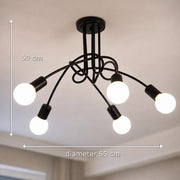 Lampadario modernista Penta 5, 5x E27, Nero, Design moderno - 10_LC366-5BK.png
