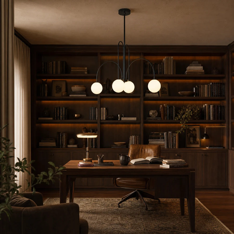 Lampadario con Paralume, Torino, 4xE27, Nero, Metallo - 10_LC850-4BK.png