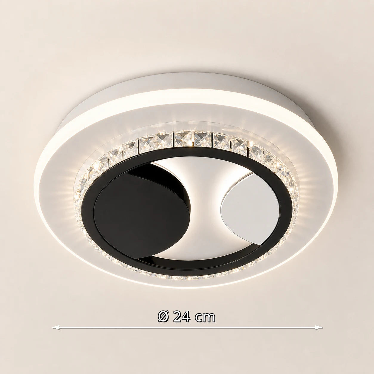 Lampadario LED in cristallo ARIELLA 39W, Rotondo, Luce Fredda/Calda/Neutra, Nero - 10_LL602BK.png