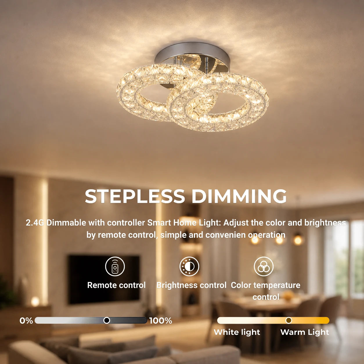 Lampadario a LED e cristallo ZABINA 25W, 2 Cerchi, Luce Fredda/Calda/Neutra, Cromo Lucido - 10_LT062CR.png